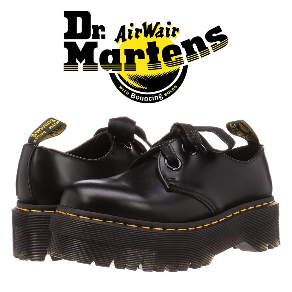 NWOT Dr. Martens Holly Platform Oxford Black Buttero Leather Quad Sole Size 5 - Picture 9 of 11